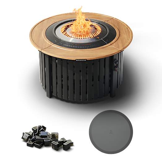Infinity Flame Propane Fire Pit + Surround Surface - Teak Steel Finish - Solo Stove