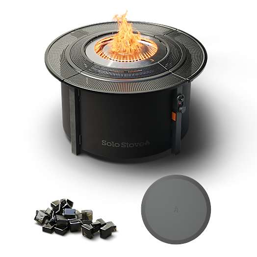 Infinity Flame Propane Fire Pit + Surround Surface - Charcoal Steel Finish - Solo Stove